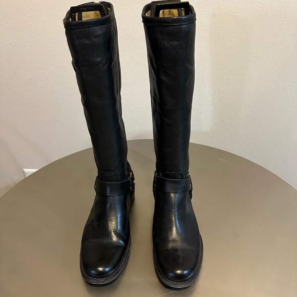 Frye Black Leather Knee-High Boots - Picture 4 of 6